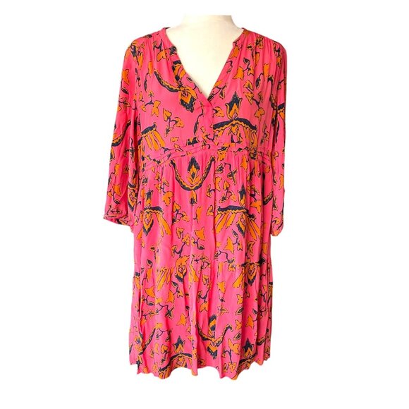 ba&sh Calix Pink and Black Floral Boho Mini Dress SZ 6 Cottagecore - Picture 2 of 15